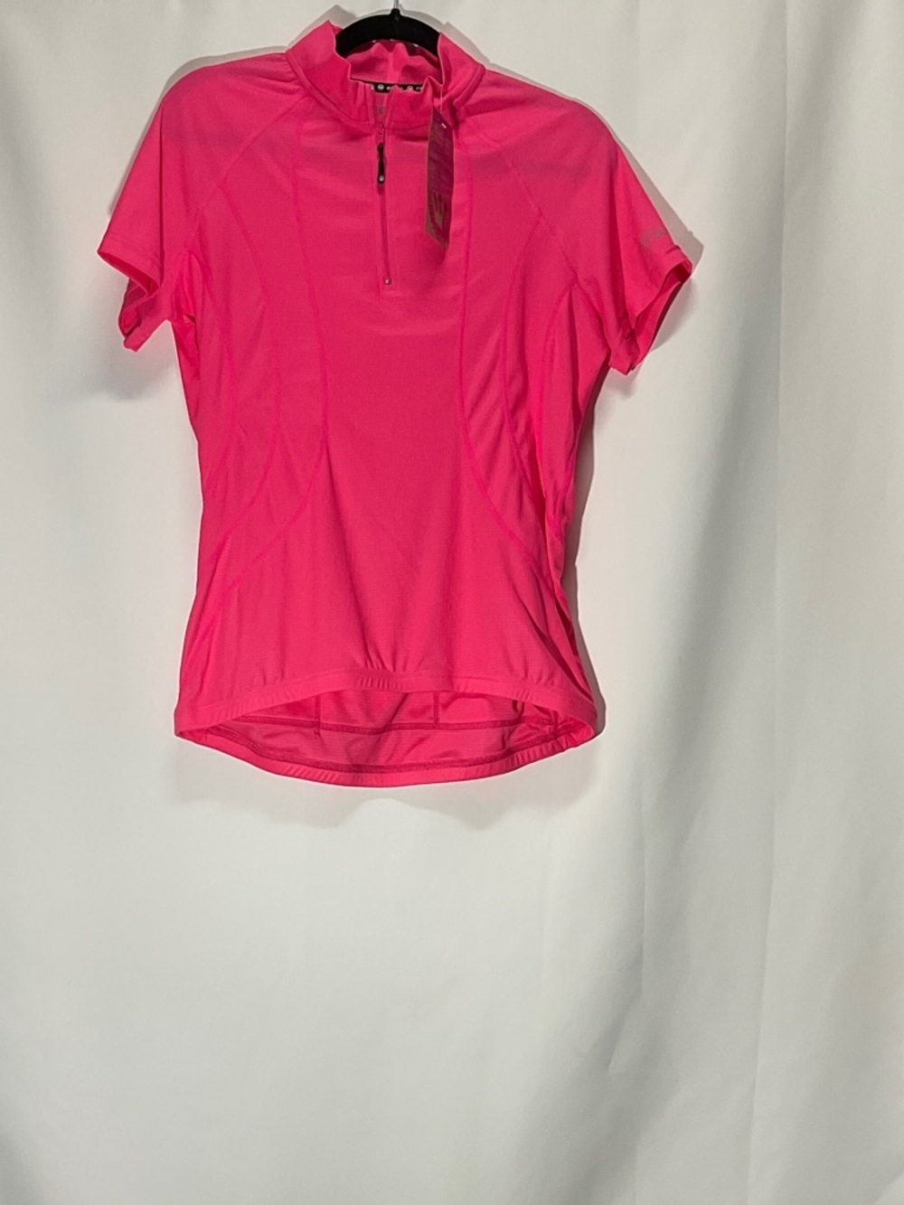 Women's Hot Pink Short-Sleeve Zip-Front Active Top
